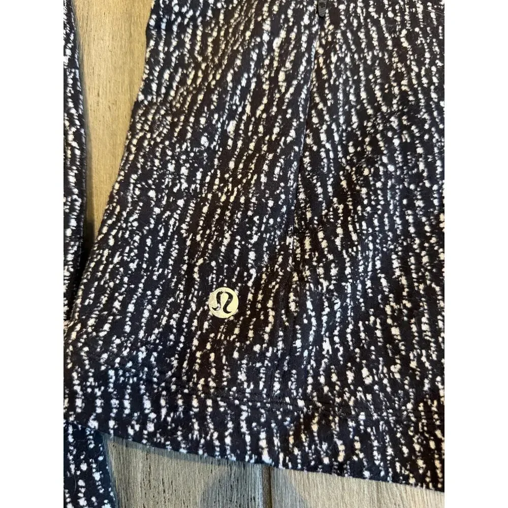 Lululemon Runderful Long Sleeve Knotted Jacquard Black White Women Size XS